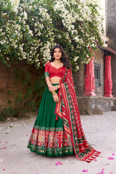 Patola Printed Tasar Silk Lehenga Choli