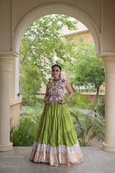 Green Navratri Lehenga Choli With Kutchi Work