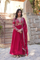 Premium Designer Gown Collection – 3.5m Flair Embroidered Gown Set