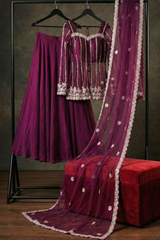 Designer Silk Satin Lehenga with Heavy Beadwork Dupatta