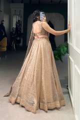 5 Meter Flair Gold Crush Lehenga Set – Elegant Wedding Wear