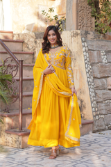 Premium Designer Gown Collection – 3.5m Flair Embroidered Gown Set
