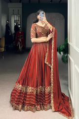 Maroon Lehenga Choli – 3.5m Flair Rangoli Silk