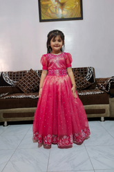 Premium Kids Gown in Pure Jimmy Choo Silk with Heavy Swarovski Work & Canvas Finish
