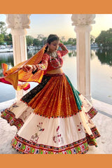 7 Stunning Features | Digital Print Muslin Cotton Lehenga Choli with Real Mirror Work