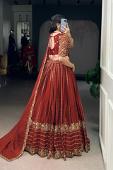 Maroon Lehenga Choli – 3.5m Flair Rangoli Silk