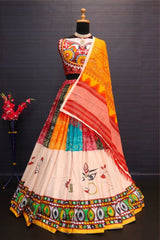 7 Stunning Features | Digital Print Muslin Cotton Lehenga Choli with Real Mirror Work