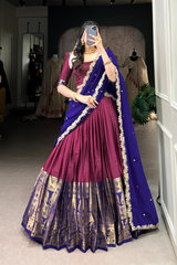 South Indian Lehenga Choli Set – 3.5m Flair | Narayan Pattu
