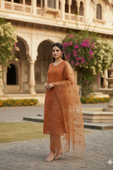 Tweel Cotton Embroidered Kurta Set