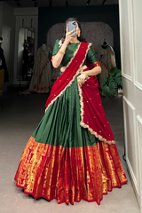South Indian Lehenga Choli Set – 3.5m Flair | Narayan Pattu