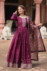 3 Colors Designer Chinon Gown With Dupatta | Sequins Embroidered Collection 2026