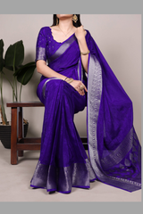Chinon Saree Collection – 4 Elegant Colors | Zari Weaving