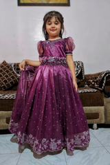 Premium Kids Gown in Pure Jimmy Choo Silk with Heavy Swarovski Work & Canvas Finish