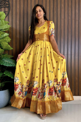 Elegant Silk Flair Gown with Jacket