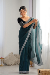 Elegant Sequence Sarees with Velvet Blouse