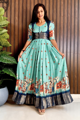 Elegant Silk Flair Gown with Jacket