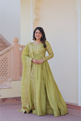 Designer Ethnic Gold Crush Gown with Sequins Embroidery for Women