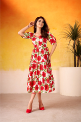 Premium Vichitra Silk Floral Frock