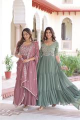 Faux Blooming Gown Set with Dupatta