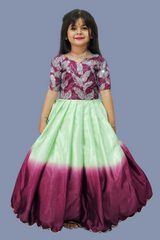 Full Stitched Pure Chinon Silk Gown Pink Colour