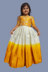 Full Stitched Pure Chinon Silk Gown Yellow