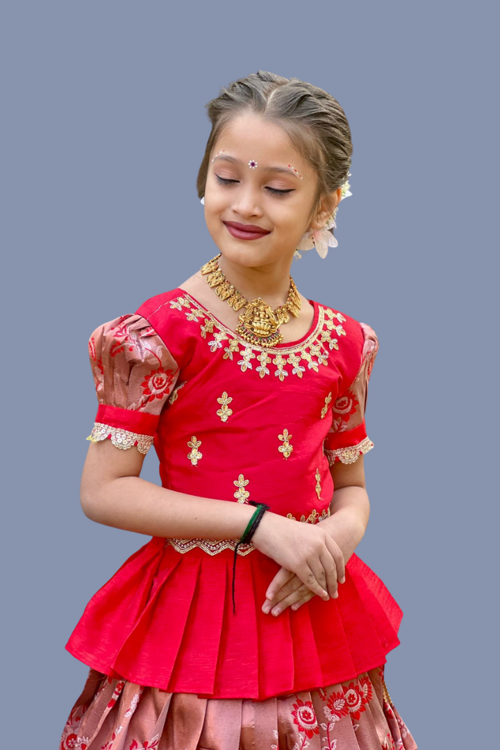Kanjivaram Silk Lehenga Choli for Baby Girl