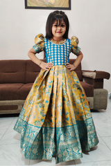 Pure Kanjivaram Silk Gown Rama