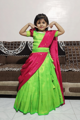 Light Green Elegant Kids Lehenga Choli Set