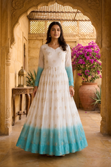 Premium Rama green Designer Gown with Sequins Embroidery Work for Women