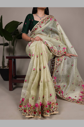Premium Zari Kota Tissue Saree for Women