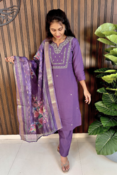 Festive Roman Silk Kurti Set,