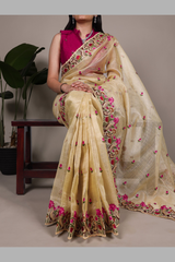Premium Zari Kota Tissue Saree for Women