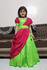 Light Green Elegant Kids Lehenga Choli Set