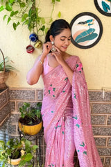 Embroidery Designer Georgette Saree with Sequin and Thread Work - lookrange