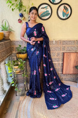 Embroidery Designer Georgette Saree with Sequin and Thread Work - lookrange