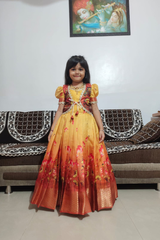 Yellow Party Wear Kids Gown