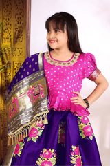 Girls Navratri Patola style lehenga choli