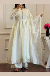 Designer Party Wear Embroidered Roman Silk Gown