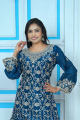 Designer party sharara suit with embroidered dupatta for women