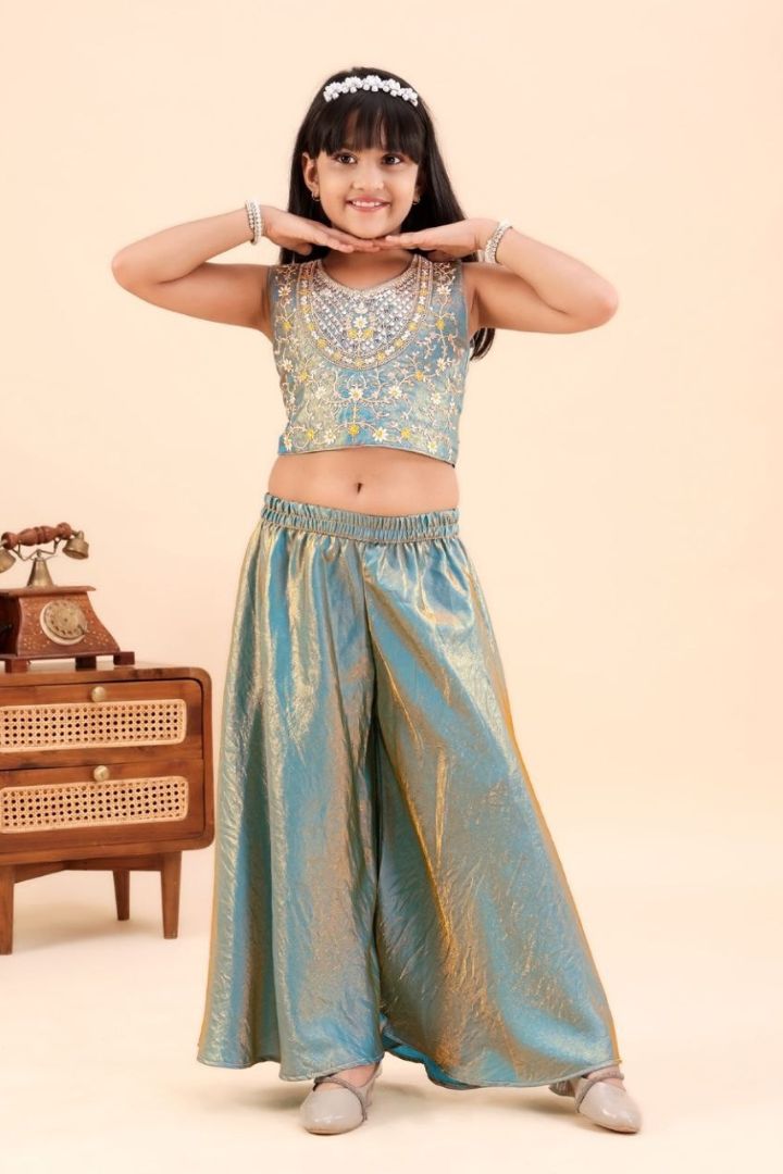Sindoor Mono Embroidered Top and Palazzo Set