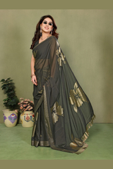 Designer Star Soft Georgette Saree with Foil Work Lace & Latkan for Women