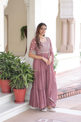 Faux Blooming Gown Set with Dupatta