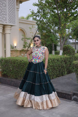 C Green Navratri Lehenga Choli With Kutchi