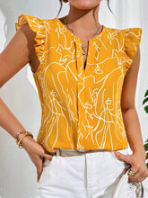 WesternStitchYellow Soft Fabric Abstract Stripe Print Rolled-Up Short Sleeves Round Neckline Relaxed Fit Top For Women WesternLove