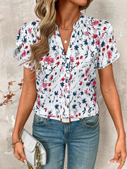 WesternStitchWomen's Soft Fabric Abstract Stripe Print Rolled-Up Fit Top WesternLove