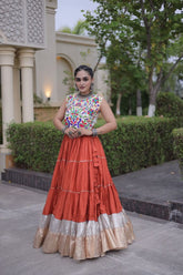Orange Navratri Lehenga Choli With Kutchi Work