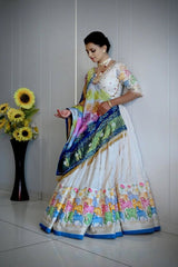 Designer digital print Muslin Lehenga for festive wear