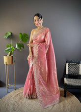 Adorable and Most Beautiful Pink Designer Saree By Reni Creation