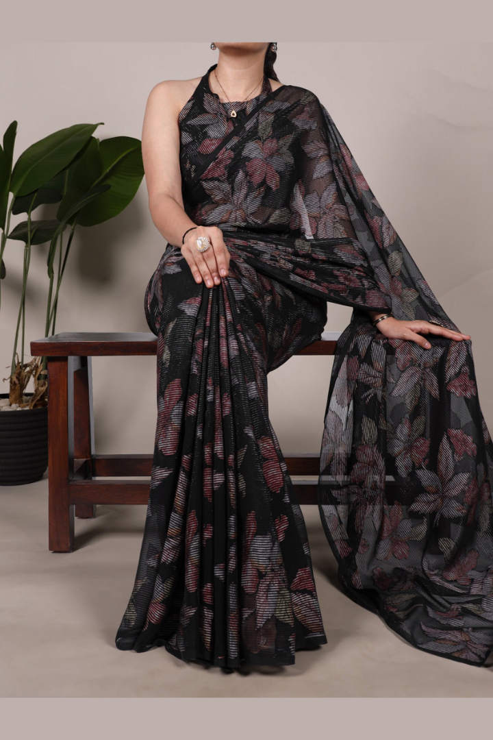 Floral Lurex Brasso Saree