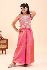 Elegant Sindoor Mono Embroidered Top and Palazzo Set